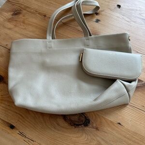 NEW Cuyana classic easy zipper tote- neutral stone color